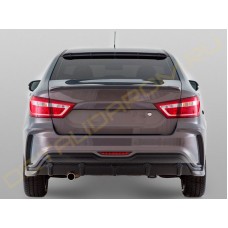 Задний бампер XMUG под глушитель с насадкой для Лада Веста седан неокрашенный