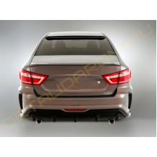 Задний бампер XMUG под раздвоенный глушитель для Лада Веста седан неокрашенный