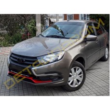 Накладка на передний бампер Лада Гранта FL - красная