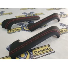 Ручки дверей Лада Гранта перетянутые в кожу. Красная строчка