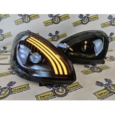 Фары на Лада Приора с Bi LED линзой в стиле Mercedes тонированное стекло 