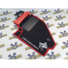 Ворсовые коврики с красной окантовкой Спорт в салон Калина, Калина 2