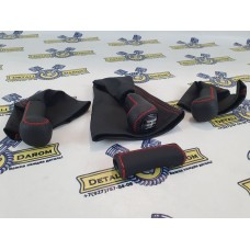 Комплект ручек КПП, раздатки и ручника Лада Нива 4x4, URBAN в стиле VESTA, красная строчка