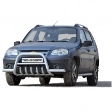 Передок ТехноСфера Низкий с дополнительной защитой двигателя с усами на Шевроле Нива (рестайлинг)