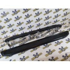 Пороги (Бумер) алюминиевые Нива Шевроле черный мат