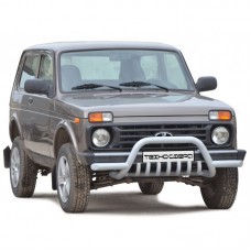 Защита переда ТехноСфера Акула с усами и дополнительной защитой двигателя d63,5 на Нива 4х4 21214, 2131