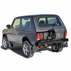 Бампер задний силовой с кронштейном запасного колеса ТехноСфера на Нива 4х4 Урбан