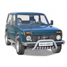 Защита переда ТехноСфера Акула нержавейка d63,5 с дополнительной защитой двигателя на Нива 4х4 21214, 2131