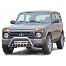 Защита переда ТехноСфера Акула d63,5 нержавейка с дополнительной защитой двигателя на Нива 4х4 Урбан