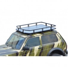 Багажник ТехноСфера ТРОФИ с алюминиевым листом на рейлинги Нива 4х4 Бронто