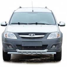 Защита переда ТехноСфера Труба двойная d51 нержавейка на Ларгус