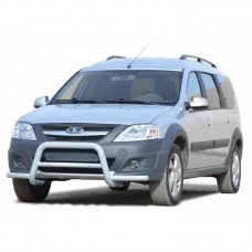 Защита переда ТехноСфера С усами d63 нержавейка на Ларгус