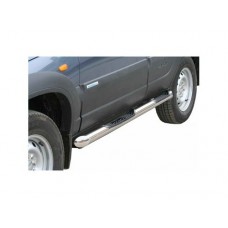 Пороги ТехноСфера Труба люкс с проступью из нержавейки, диаметром 76 на Шевроле Нива после рестайлинга