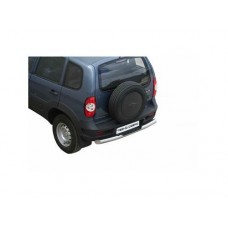 Защита заднего бампера ТехноСфера Нержавейка Труба с проступью Люкс d76 на Шевроле Нива (рестайлинг)