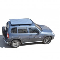 Багажник-платформа на крышу ТехноСфера Трофи с алюминиевым листом на место рейлингов Шевроле/Лада Нива 2123
