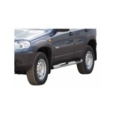 Пороги ТехноСфера Труба с проступью, с металлической заглушкой на Шевроле Нива рестайлинг