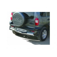 Защита заднего бампера ТехноСфера с пластиковой накладкой на Шевроле Нива
