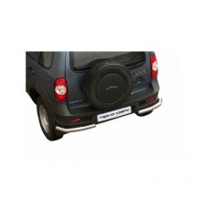 Защита заднего бампера ТехноСфера Нержавейка Уголки d63,5 на Шевроле Нива (рестайлинг)