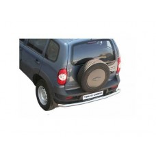 Защита заднего бампера ТехноСфера Нержавейка Коромысло d63,5 на Шевроле Нива (рестайлинг)