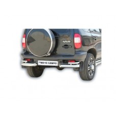 Защита заднего бампера ТехноСфера Нержавейка Уголки двойные d63,5 на Шевроле Нива